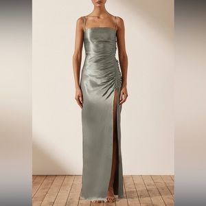 Shona joy la lune ruched maxi dress in sage